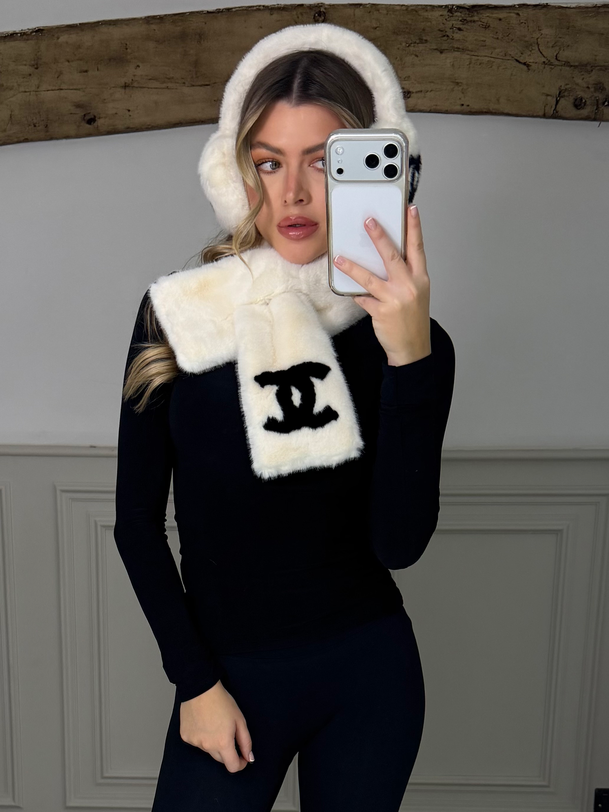 CC White & Black Ear Muff & Scarf SET - LIMITED image 2