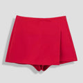 Red SKORT Zip Up Skirt Shorts. image 0