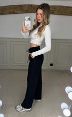 SEAMLESS Black Tie Up Straight Leg Pants image 1