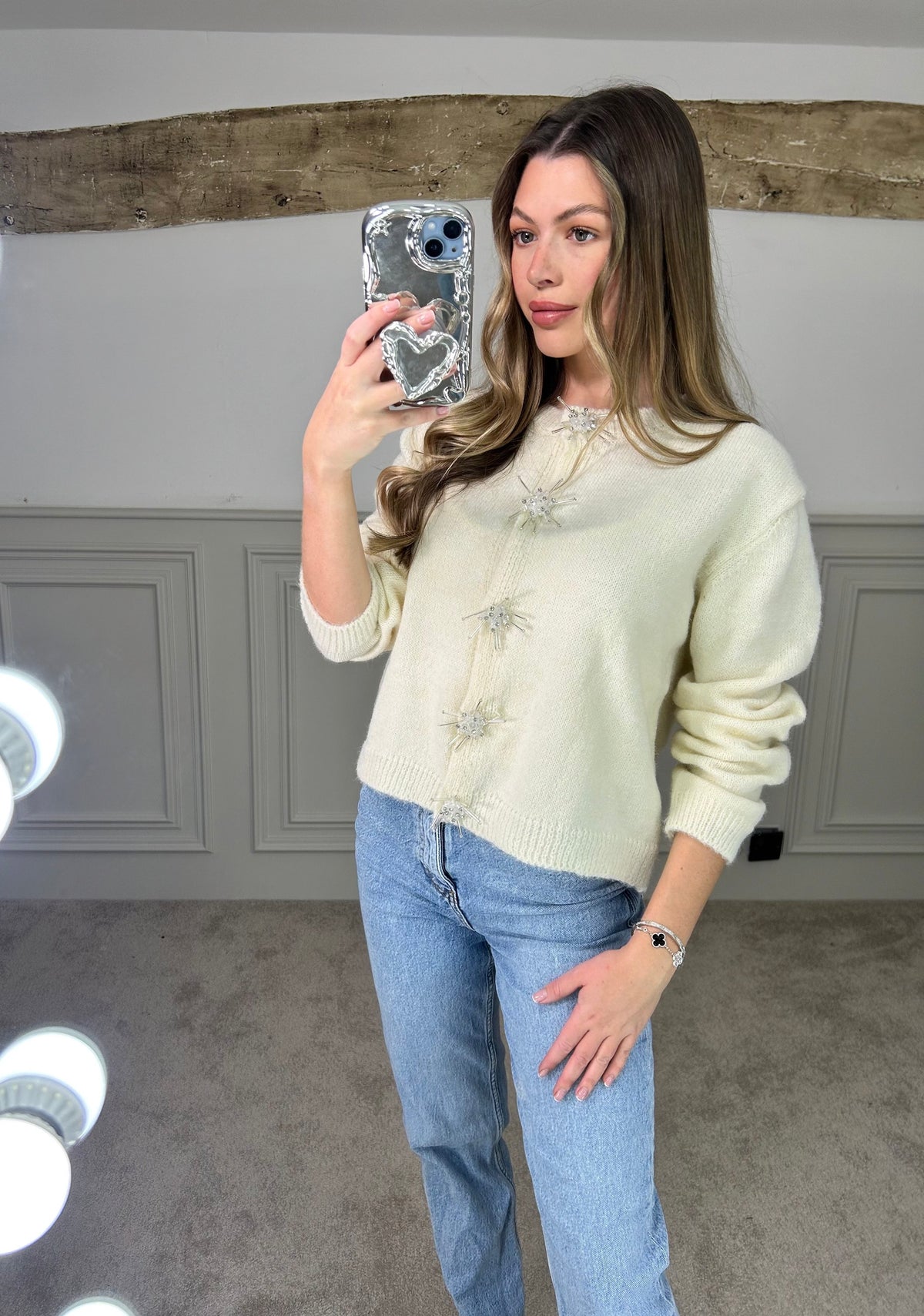 Cream Soft Knit Cardigan  image 3