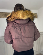 Brown Fox Fur Coat with Bow Tie image 7