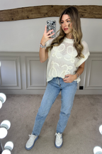 LOE Cream Knit Sleeveless Jumper image 2