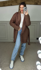 Brown Fringed Wrap Over Cardigan - LIMITED image 2