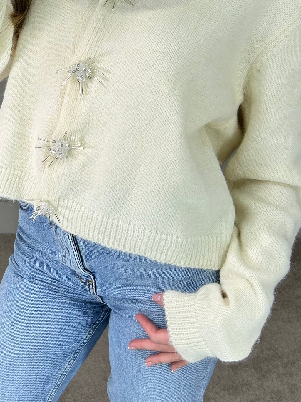 Cream Soft Knit Cardigan  image 1