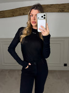 MUI Black Long Sleeve Cotton Top image 0