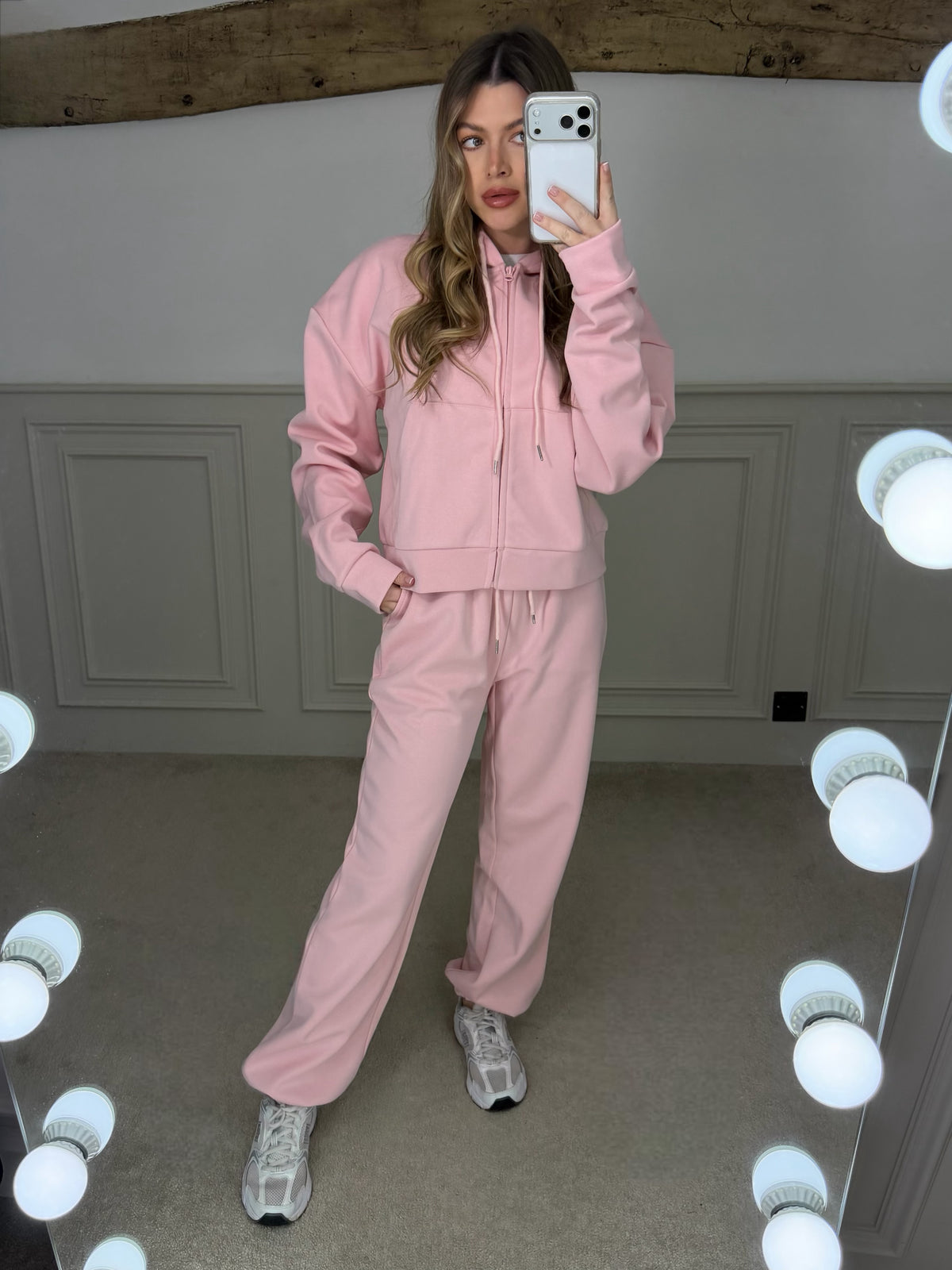 PINK Tracksuit with Hood & Drawstring Hem Track Pants image 0