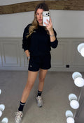 YOGA black shorts and jumper two piece track set