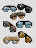 RETRO 70s oversized sunglasses with gold trim