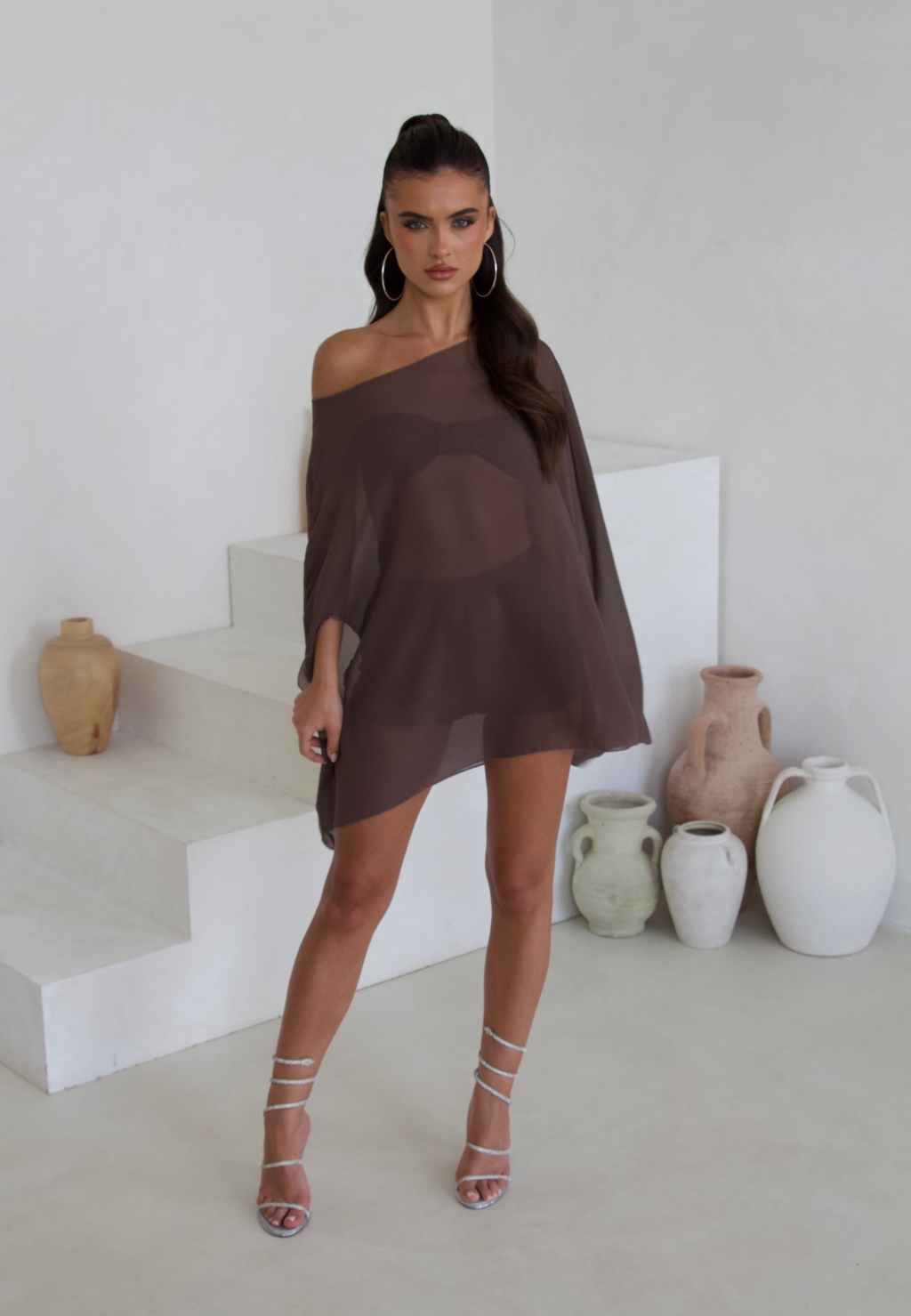 Brown cape three piece set, styled