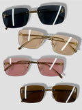 FE frameless square sunglasses with gold arm