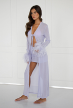 Lilac ostrich feather mesh two piece, alternative view