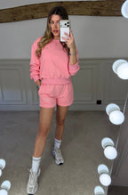 YOGA pink shorts and jumper two piece track set