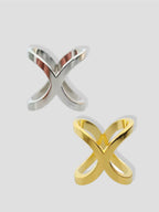 Silver and gold X scarf ring
