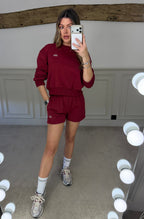 YOGA burgundy shorts and jumper two piece track set
