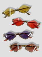 GU bottom framed gold sunglasses, front view