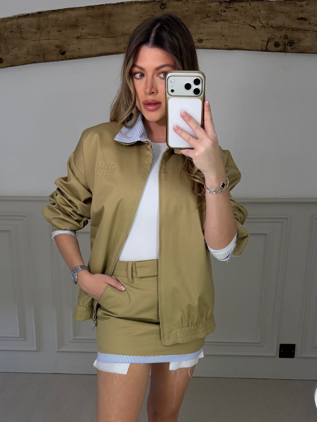 Beige jacket detail